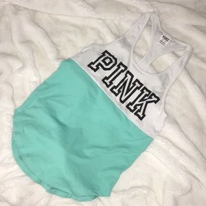 PINK white and teal tank top💙